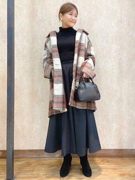 「#今日のコーデ」｜「アイテム（ステンカラーコート）」を使った、まあちゃみさん（レディース・164cm）の冬コーディネート