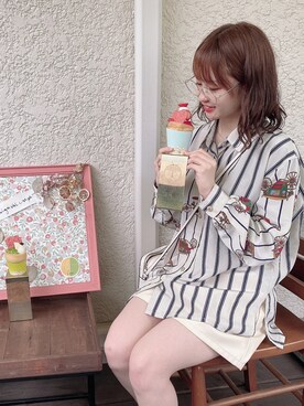 「SPINNS（スピンズ）のアイテム（シャツ/ブラウス、ホワイト系）」を使った、ameame5903さん（レディース）の春コーディネート