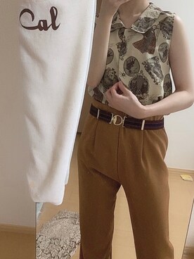 「UNIQLO（ユニクロ）のアイテム（パンツ、ブラウン系）」を使った、ameame5903さん（レディース）の夏コーディネート