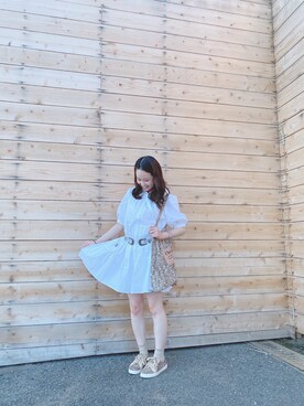 「GRL（グレイル）のアイテム（シャツワンピース、ホワイト系）」を使った、ameame5903さん（レディース）の夏コーディネート
