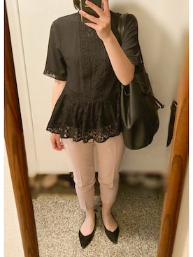 「お仕事スタイル」｜「アイテム（スラックス）」を使った、megmemegmeさん（レディース・162cm）の夏コーディネート