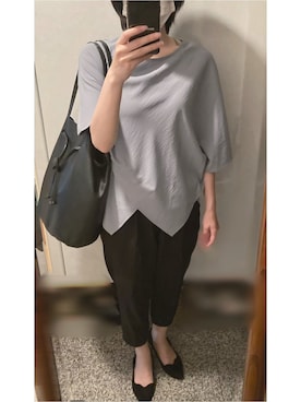 「お仕事スタイル」｜「アイテム（スラックス）」を使った、megmemegmeさん（レディース・162cm）の夏コーディネート