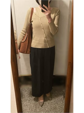 「お仕事スタイル」｜「アイテム（スラックス）」を使った、megmemegmeさん（レディース・162cm）の秋コーディネート
