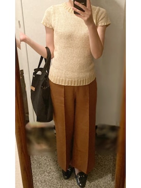 「お仕事スタイル」｜「アイテム（スラックス）」を使った、megmemegmeさん（レディース・162cm）の秋コーディネート