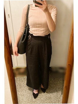 「お仕事スタイル」｜「アイテム（スラックス）」を使った、megmemegmeさん（レディース・162cm）の夏コーディネート