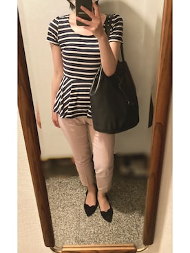 「お仕事スタイル」｜「アイテム（スラックス）」を使った、megmemegmeさん（レディース・162cm）の夏コーディネート