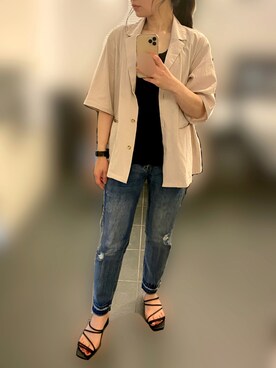 「OZOC（オゾック）のアイテム（パンツ）」を使った、ほたて子。さん（レディース・157cm）の夏コーディネート