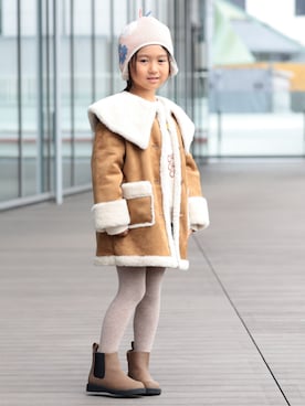「アイテム（ムートンコート）」を使った、B:MING by BEAMS KIDSさん（キッズ・110cm）の秋コーディネート