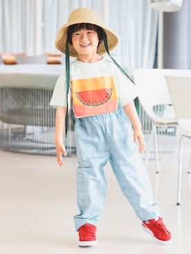 「アイテム（ハット、ブラウン系）」を使った、B:MING by BEAMS KIDSさん（キッズ・110cm）の春コーディネート