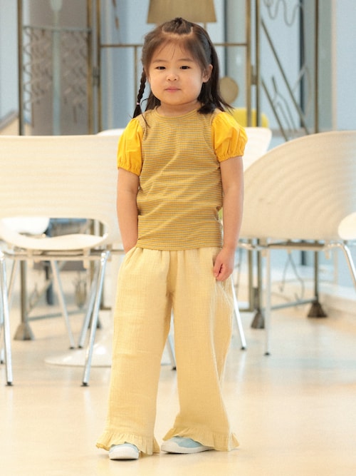 セール】パフスリーブ テレコ ボーダー Tシャツ 2025SS（100