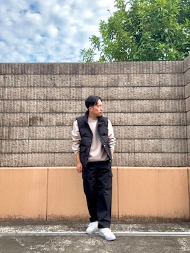 「アイテム（ダウンベスト）」を使った、HIROさん（メンズ・169cm）の秋コーディネート