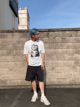 「ITEMS URBANRESEARCH（アイテムズ アーバンリサーチ）の『接触冷感/吸水速乾/UVカット』ANIMAL IN SHADES プリントTシャツ（Tシャツ/カットソー、その他）」を使った、HIROさん（メンズ・170cm）の夏コーディネート