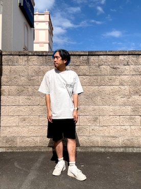 「ITEMS URBANRESEARCH（アイテムズ アーバンリサーチ）のHANDWRITTEN LOGO FADED T-SHIRTS（Tシャツ/カットソー、グレー系）」を使った、HIROさん（メンズ・170cm）の夏コーディネート
