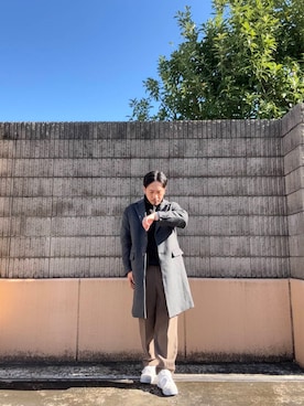 「アイテム（チェスターコート）」を使った、HIROさん（メンズ・169cm）の秋コーディネート