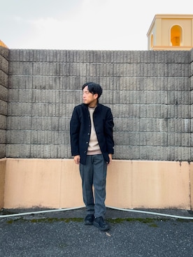 「スラックスパンツ」｜HIROさん（メンズ・170cm）の冬コーディネート