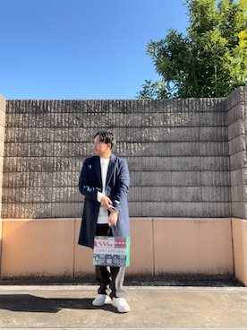 「アイテム（チェスターコート）」を使った、HIROさん（メンズ・170cm）の秋コーディネート