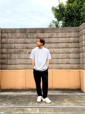 「ITEMS URBANRESEARCH（アイテムズ アーバンリサーチ）の冷感 フェイクレイヤースキッパー半袖プルオーバー（Tシャツ/カットソー、グレー系）」を使った、HIROさん（メンズ・170cm）の春コーディネート