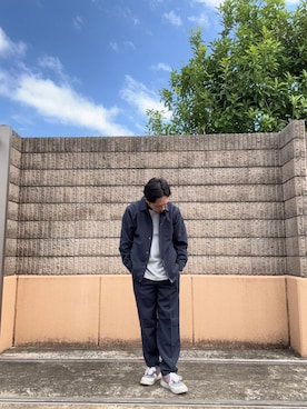 「スラックス」｜「アイテム（その他アウター）」を使った、HIROさん（メンズ・169cm）の秋コーディネート