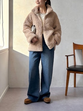 「アイテム（その他アウター、ベージュ系）」を使った、okochiさん（レディース・162cm）の秋コーディネート