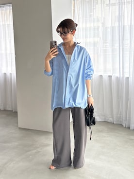 「DouDou（ドゥドゥ）のミドルミックスチェーンマンテルネックレス（ネックレス、シルバー系）」を使った、okochiさん（レディース・162cm）の夏コーディネート