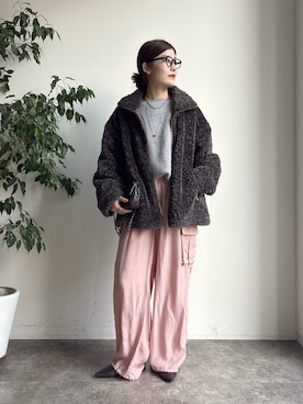「ファーコート」｜「アイテム（その他アウター）」を使った、okochiさん（レディース・162cm）の秋コーディネート