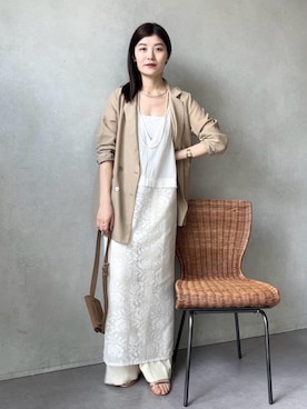 「春カラー」｜「アイテム（スラックス）」を使った、okochiさん（レディース・162cm）の春コーディネート