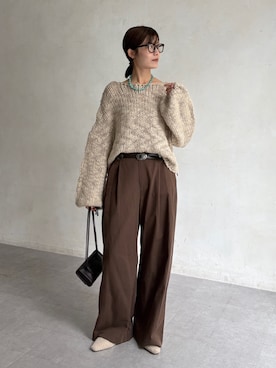 「DouDou（ドゥドゥ）のアイテム（パンツ）」を使った、okochiさん（レディース・162cm）の秋コーディネート