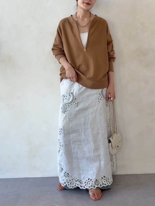刺繍レースリネンワンピース