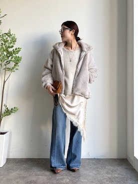 「アイテム（キャミソール）」を使った、okochiさん（レディース・162cm）の秋コーディネート