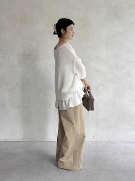 「DouDou（ドゥドゥ）のアイテム（パンツ）」を使った、okochiさん（レディース・162cm）の春コーディネート