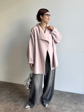 「アイテム（その他アウター、ピンク系）」を使った、okochiさん（レディース・162cm）の秋コーディネート