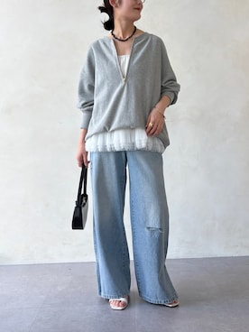 「DouDou（ドゥドゥ）のアイテム（トップス）」を使った、okochiさん（レディース・162cm）の春コーディネート