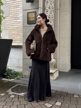 「アイテム（その他アウター、ブラウン系）」を使った、okochiさん（レディース・162cm）の秋コーディネート