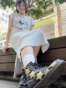 「アイテム（ワンピース/ドレス、シルバー系）」を使った、miichanaqさん（レディース・160cm）の夏コーディネート