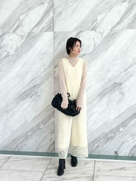 「レースパンツ」｜「アイテム（オールインワン・サロペット）」を使った、GALLEST  OFFICIALさん（レディース・166cm）の春コーディネート