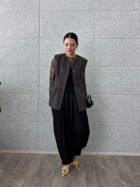 「シアートップス」｜「アイテム（ノーカラージャケット）」を使った、GALLEST  OFFICIALさん（レディース・162cm）の夏コーディネート