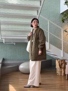 「カーキアウター」｜「アイテム（その他アウター）」を使った、GALLEST  OFFICIALさん（レディース・158cm）の秋コーディネート