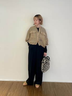 「クロップドトップス」｜「アイテム（ブルゾン）」を使った、GALLEST  OFFICIALさん（レディース・160cm）の秋コーディネート