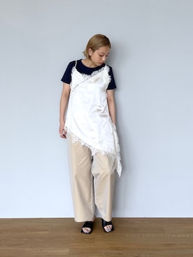 「SOUP（スープ）の◆ボーダー×フラワータックスカート（スカート、レッド系）」を使った、GALLEST  OFFICIALさん（レディース・160cm）の春コーディネート