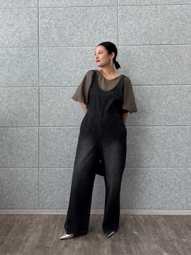 「アイテム（サロペット/オーバーオール、グレー系）」を使った、GALLEST  OFFICIALさん（レディース・160cm）の夏コーディネート