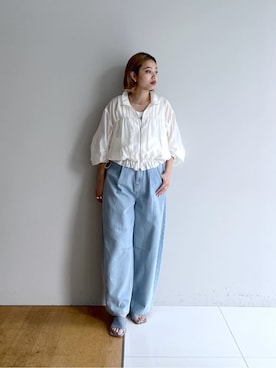 「GALLEST（ギャレスト）のシアーシャーリングブルゾン（ブルゾン、ホワイト系）」を使った、GALLEST  OFFICIALさん（レディース・160cm）の春コーディネート