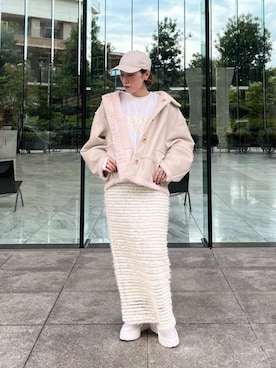 「オールホワイト」｜「アイテム（ブルゾン）」を使った、GALLEST  OFFICIALさん（レディース・158cm）の秋コーディネート