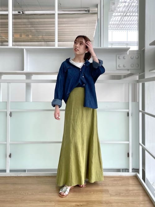 DT MaxMara ★ コットン製 マキシ スカート RIBES ベージュ セール】リネンマキシスカート(スカート)|GALLEST