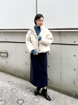 「ブルーニット」｜「アイテム（その他アウター）」を使った、GALLEST  OFFICIALさん（レディース・166cm）の冬コーディネート