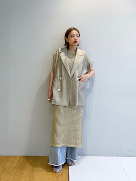 「GALLEST（ギャレスト）のメランジニットワンピース（ワンピース、イエロー系）」を使った、GALLEST  OFFICIALさん（レディース・160cm）の春コーディネート