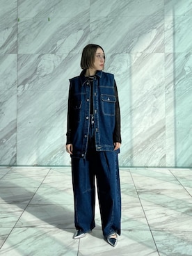 「カーブデニム」｜GALLEST  OFFICIALさん（レディース・158cm）の冬コーディネート