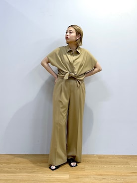 「GALLEST（ギャレスト）のスクエアトゥサンダル（サンダル、ブラック系）」を使った、GALLEST  OFFICIALさん（レディース・160cm）の春コーディネート