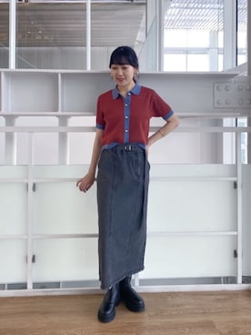 「アイテム（デニムスカート、グレー系）」を使った、GALLEST  OFFICIALさん（レディース・160cm）の夏コーディネート