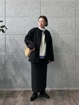 「ラメニット」｜「アイテム（その他アウター）」を使った、GALLEST  OFFICIALさん（レディース・158cm）の冬コーディネート
