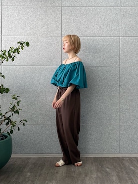 「オフショルブラウス」｜GALLEST  OFFICIALさん（レディース・160cm）の夏コーディネート